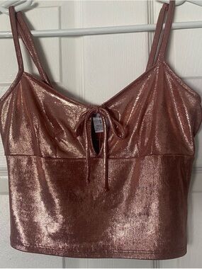 Urban Outfitters Metallic Pink Crop Top Tie Front Y2K NWT Small